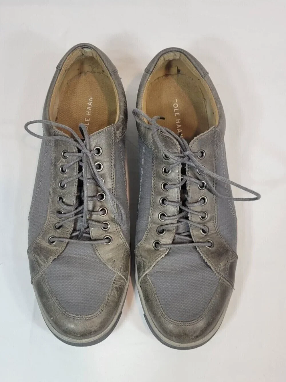 Cole Haan Vartan Oxford Shoes Men Size 11 Gray Brown C13397 Canvas Lace Up